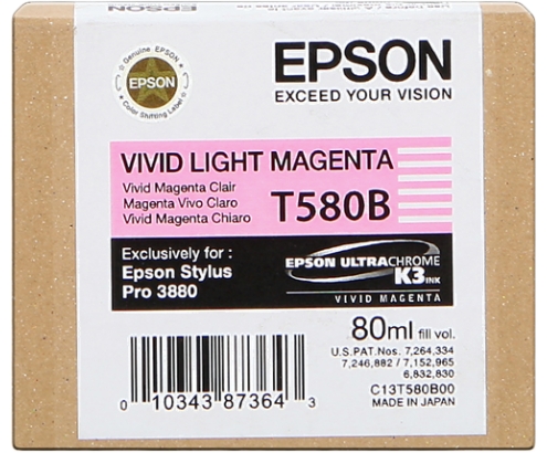 CARTUCHO EPSON T580B MAGENTA CLARO VIVO C13T580B00