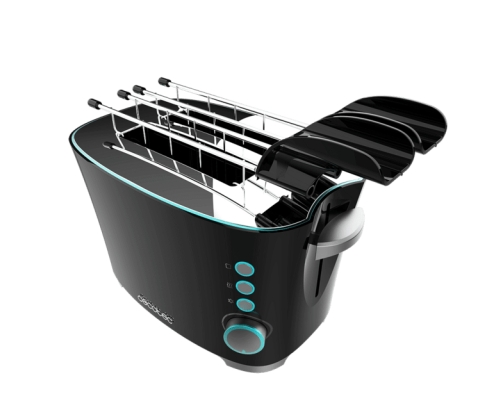 Cecotec 02184 tostadora 7 2 rebanada(s) 650 W Negro, Acero inoxidable