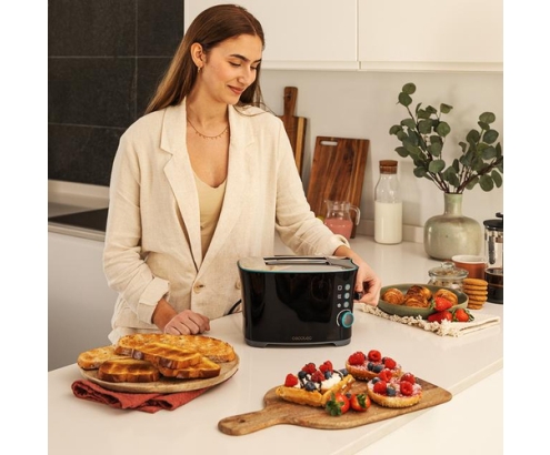 Cecotec 02184 tostadora 7 2 rebanada(s) 650 W Negro, Acero inoxidable