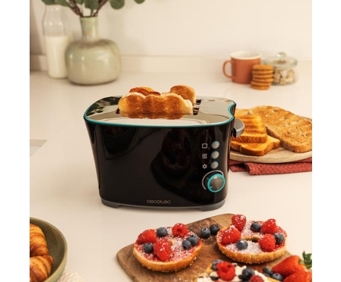 Cecotec 02184 tostadora 7 2 rebanada(s) 650 W Negro, Acero inoxidable