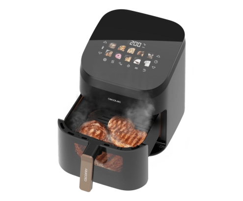 Cecotec Cecofry&Grill Smokin' 6500 Sencillo 6,5 L Independiente 2200 W Freidora de aire caliente Negro, Marrón