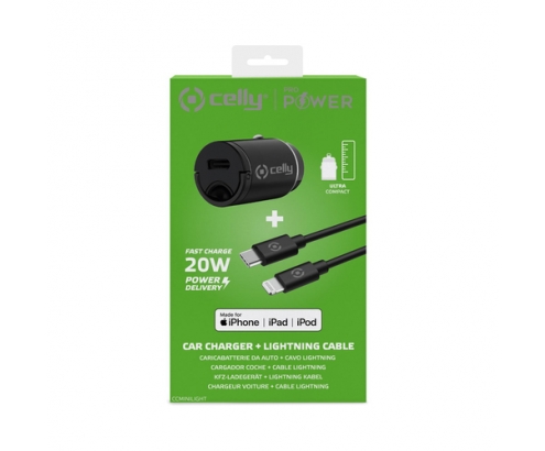 Celly CCMINILIGHT cargador de dispositivo móvil Smartphone Negro Encendedor de cigarrillos Auto