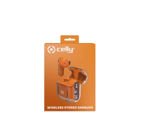 Celly SHEER Auriculares True Wireless Stereo (TWS) Dentro de oído Llamadas/Música Naranja, Transparente