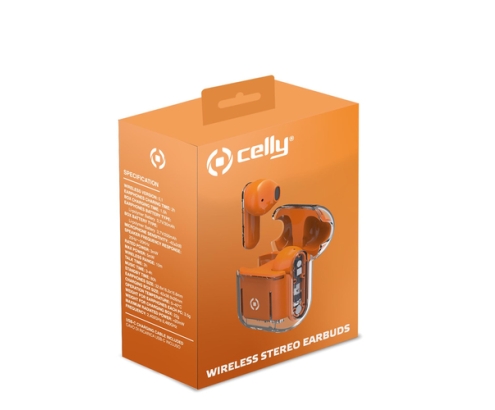 Celly SHEER Auriculares True Wireless Stereo (TWS) Dentro de oído Llamadas/Música Naranja, Transparente