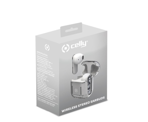 Celly SHEER Auriculares True Wireless Stereo (TWS) Dentro de oído Llamadas/Música Transparente, Blanco