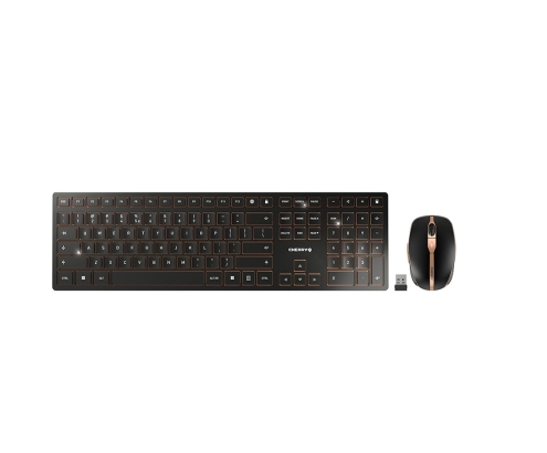 CHERRY DW 9100 SLIM teclado Ratón incluido RF Wireless + Bluetooth QWERTY Inglés de EE. UU. Negro