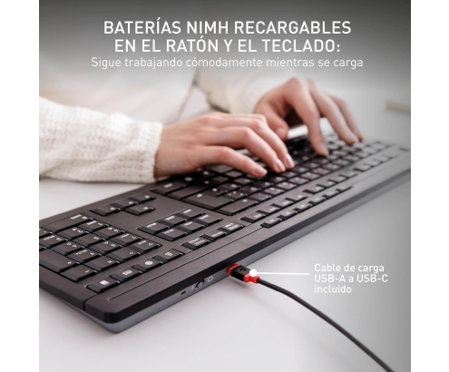 CHERRY Stream Desktop Recharge teclado Ratón incluido Universal RF inalámbrico QWERTZ Alemán Gris