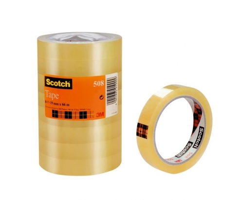 CINTA ADHESIVA TRANSPARENTE 3M - PACK DE 8 UNIDADES - 66MM x19MM - SCOTCH 508 FT510097338