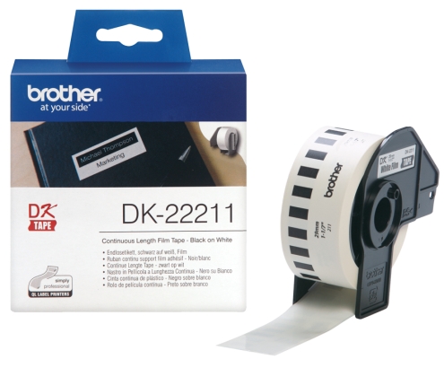 CINTA BROTHER DK22211 PELICULA PLASTICA TRANSPARENTE CONTINUA BLANCA 29x15,24mm