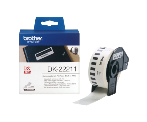 CINTA BROTHER DK22211 PELICULA PLASTICA TRANSPARENTE CONTINUA BLANCA 29x15,24mm