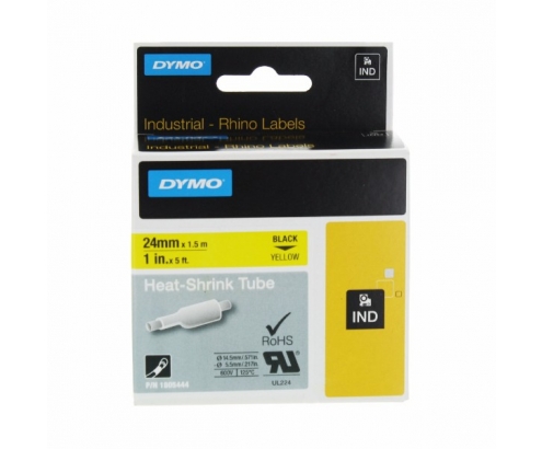 Cinta dymo etiquetas para tubos termoretractiles ind negro sobre amarillo multicolor 1805444