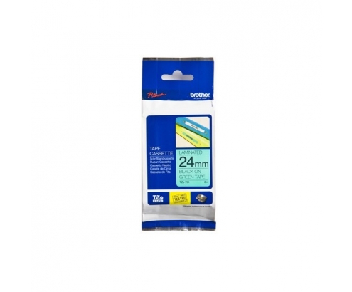 Cinta laminada brother tze negro sobre verde gris 24mm TZe751