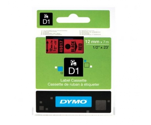 CINTA ROTULADORA AUTOADHESIVA DYMO D1 12MM X 7M PARA ROTULADORAS LABEL MANAGER NEGRO SOBRE ROJO S0720570