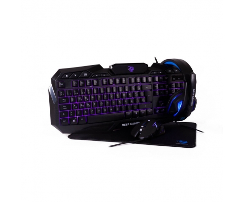 COMBO TECLADO/RATON/AURICULARES/ALFOMBRILLA COOLBOX DEEP X-WING USB NEGRO