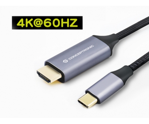 Conceptronic ABBY10G adaptador de cable de vÍ­deo 2 m USB Tipo C HDMI Gris