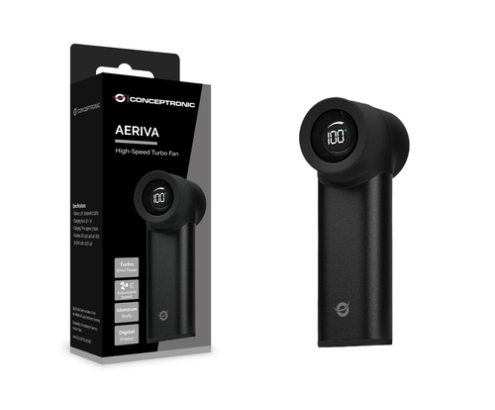 Conceptronic AERIVA02B ventilador y nebulizador personal de mano Negro Ventilador de mano