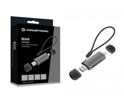 Conceptronic BIAN05G lector de tarjeta USB 3.2 Gen 1 (3.1 Gen 1) Type-A/Type-C Gris