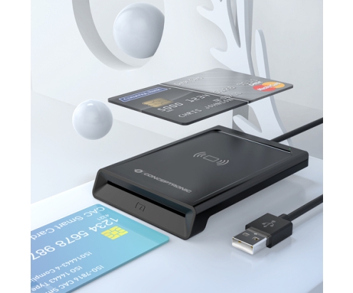 Conceptronic BIAN11B lector de tarjeta inteligente Interior USB USB 2.0 Negro