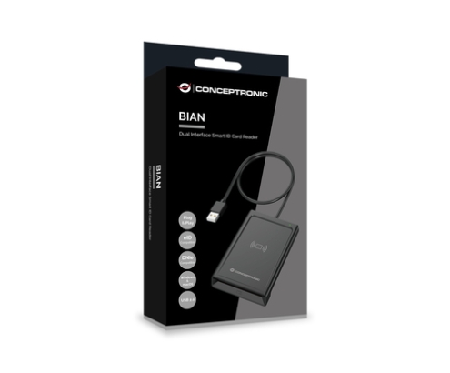 Conceptronic BIAN11B lector de tarjeta inteligente Interior USB USB 2.0 Negro