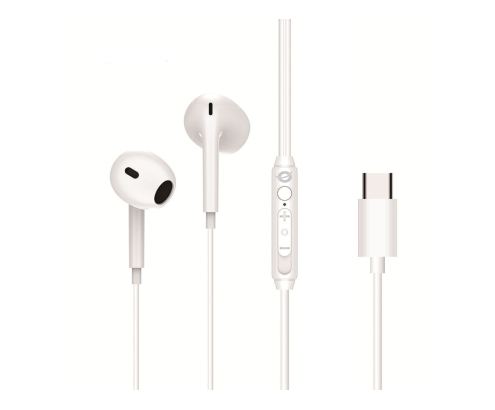 Conceptronic BRENDAN02W auricular y casco Auriculares Alámbrico Dentro de oído Llamadas/Música USB Tipo C Blanco