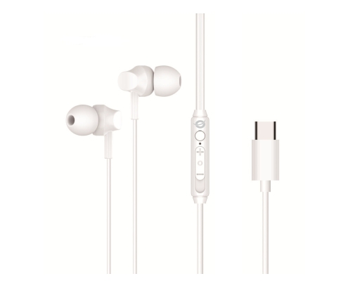 Conceptronic BRENDAN03W auricular y casco Auriculares Alámbrico Dentro de oído Llamadas/Música USB Tipo C Blanco