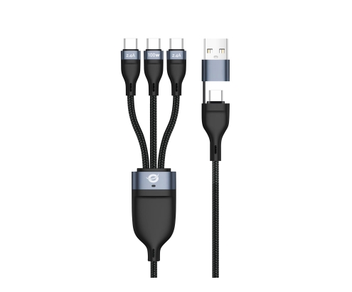 Conceptronic ETTA06B15C cable USB USB 2.0 1,5 m USB A/USB C 3 x USB C Negro