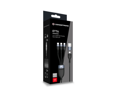 Conceptronic ETTA06B15C cable USB USB 2.0 1,5 m USB A/USB C 3 x USB C Negro
