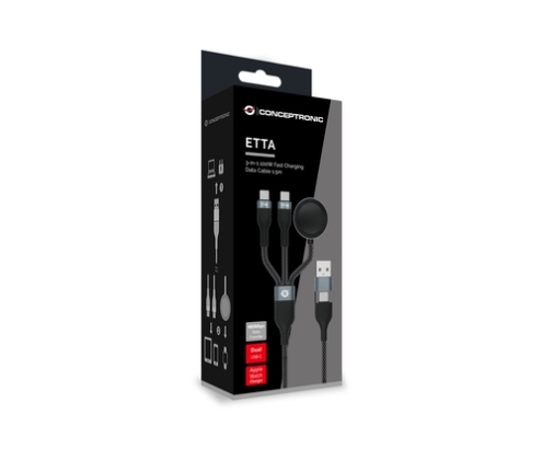 Conceptronic ETTA08B15 cable USB USB 2.0 1,5 m USB A 2 x USB C Negro