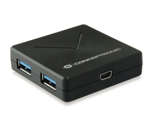Conceptronic HUBBIES02B hub de interfaz USB 3.2 Gen 1 (3.1 Gen 1) Mini-B 5000 Mbit/s Negro