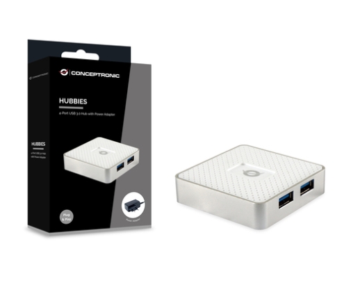 Conceptronic HUBBIES03W hub de interfaz USB 3.2 Gen 1 (3.1 Gen 1) Micro-B 5000 Mbit/s Blanco