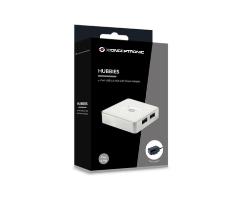 Conceptronic HUBBIES03W hub de interfaz USB 3.2 Gen 1 (3.1 Gen 1) Micro-B 5000 Mbit/s Blanco