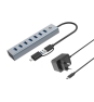 Conceptronic HUBBIES21GP hub de interfaz USB 3.2 Gen 1 (3.1 Gen 1) Type-A 5000 Mbit/s Gris