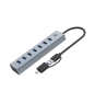 Conceptronic HUBBIES21GP hub de interfaz USB 3.2 Gen 1 (3.1 Gen 1) Type-A 5000 Mbit/s Gris