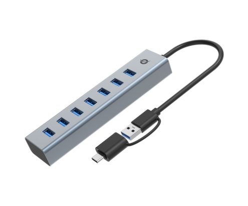 Conceptronic HUBBIES21GP hub de interfaz USB 3.2 Gen 1 (3.1 Gen 1) Type-A 5000 Mbit/s Gris