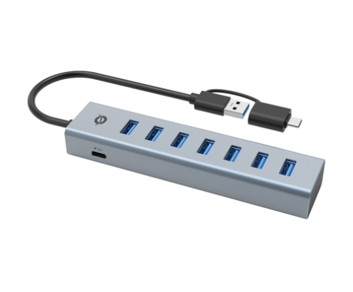 Conceptronic HUBBIES21GP hub de interfaz USB 3.2 Gen 1 (3.1 Gen 1) Type-A 5000 Mbit/s Gris