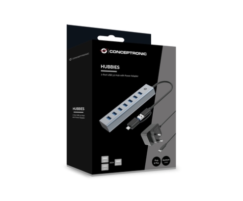 Conceptronic HUBBIES21GP hub de interfaz USB 3.2 Gen 1 (3.1 Gen 1) Type-A 5000 Mbit/s Gris