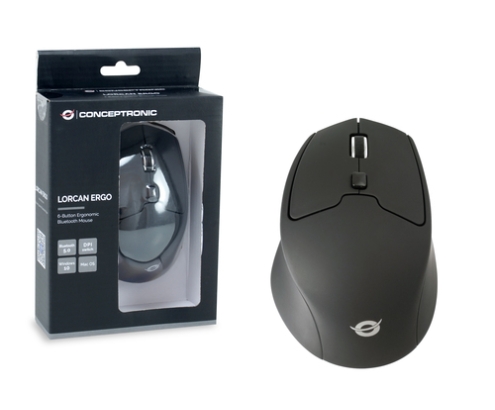 Conceptronic LORCAN02B Ergo ratón mano derecha Bluetooth Óptico 1600 DPI
