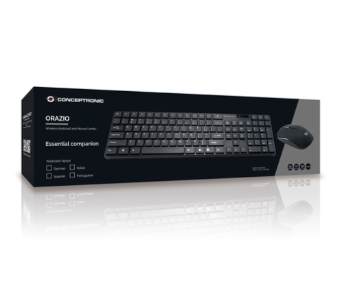 Conceptronic ORAZIO01DE teclado Ratón incluido Hogar RF inalámbrico QWERTZ Alemán Negro