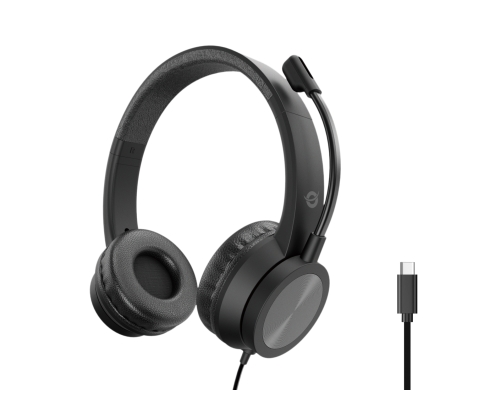 Conceptronic POLONA05BC auricular y casco Auriculares Alámbrico Diadema Llamadas/Música USB Tipo C Negro