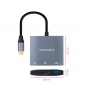 Conversor USB-C a HDMI/USB3.0/USB-C PD, 15 cm, Gris