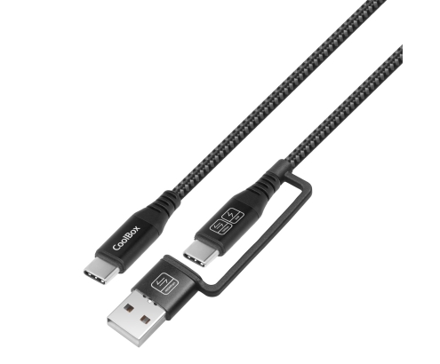 CoolBox CABLE USB-C + A / USB-C DATOS 10GBPS + CARGA RAPIDA 60W