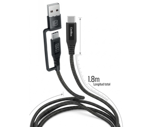 CoolBox CABLE USB-C + A / USB-C DATOS 10GBPS + CARGA RAPIDA 60W
