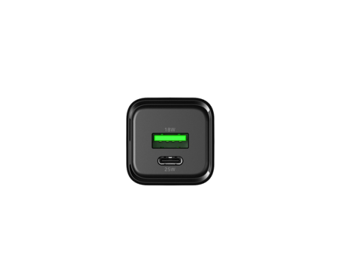 CoolBox CARGADOR GAN 25W USB-A/USB-C PARED NEGRO