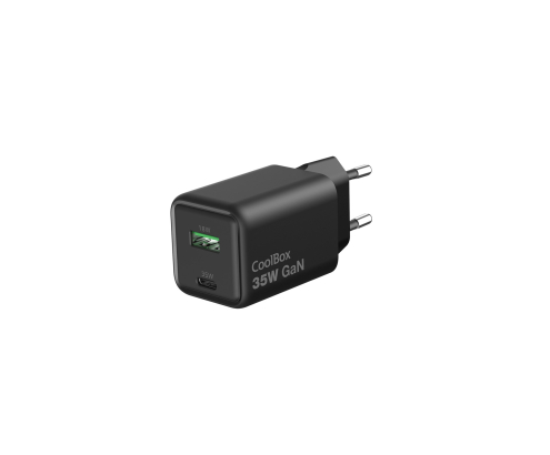 CoolBox CARGADOR GAN 35W USB-A/USB-C PARED NEGRO