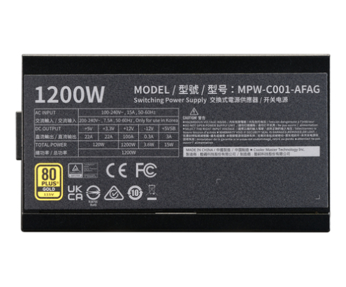 Cooler Master Elite Gold 1200 unidad de fuente de alimentación 1200 W 24-pin ATX ATX Negro
