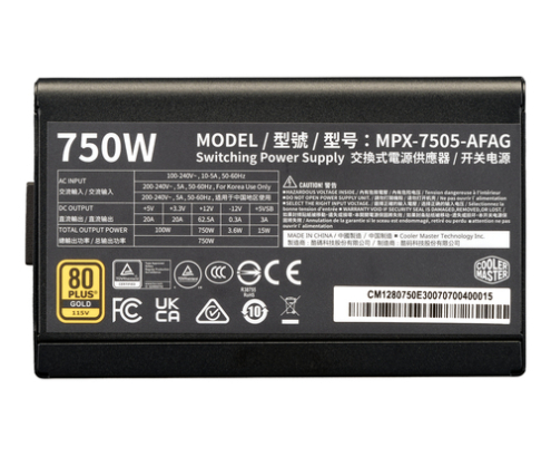 Cooler Master Elite Gold 750 unidad de fuente de alimentación 750 W 24-pin ATX ATX Negro