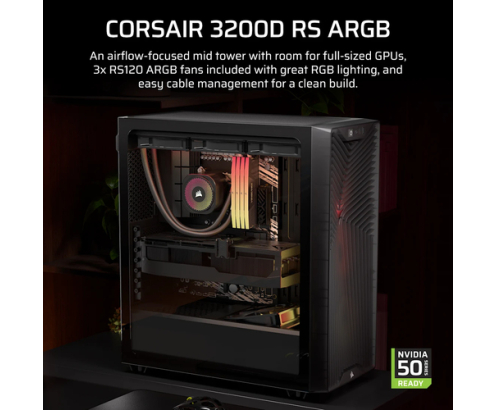Corsair 3200D RS ARGB Mid-Tower PC Case - Smoke Midi Tower Negro
