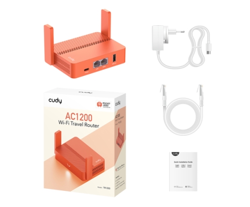 Cudy AC1200 router inalámbrico Ethernet rápido Naranja