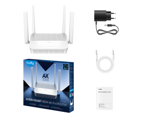 Cudy AX3000 router inalámbrico Gigabit Ethernet Doble banda (2,4 GHz / 5 GHz) Blanco