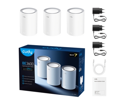 Cudy M3600 Doble banda (2,4 GHz / 5 GHz) Wi-Fi 7 (802.11be) Blanco 3 Interno